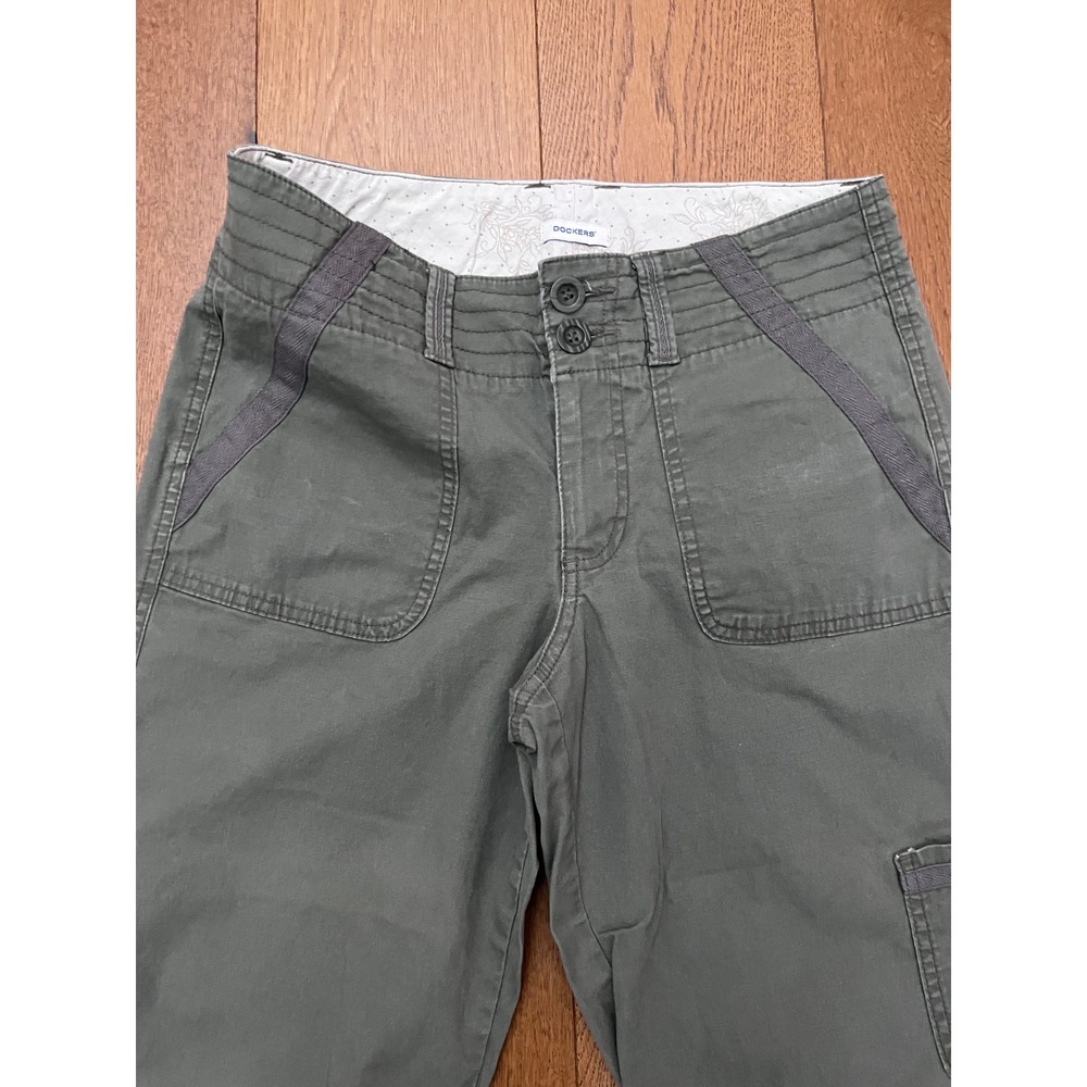 Dockers Utility Cargo Capri Pants Womens Size 4 Olive Green NWOT Ankle Tie